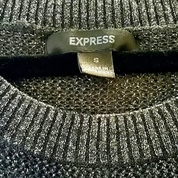 Express gray sheer sparkle knit sweater S - Picture 2 of 4